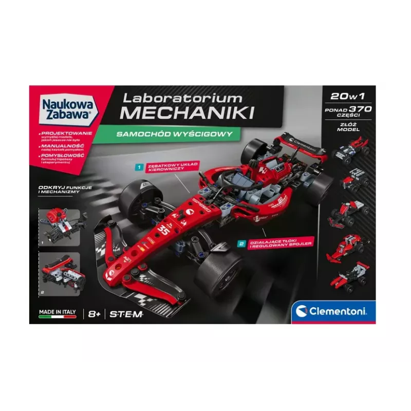 Science & Play – Mechanics Laboratory pretekárske auto, poľská verzia Clementoni 50403