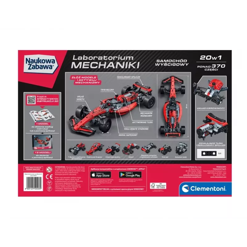 Science & Play – Mechanics Laboratory pretekárske auto, poľská verzia Clementoni 50403