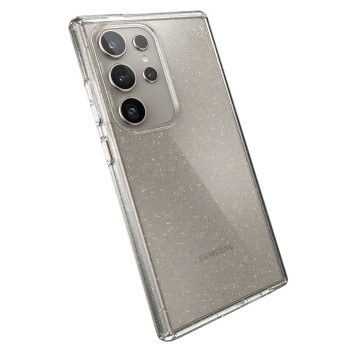 Speck Presidio Lux Glitter puzdro pre Samsung Galaxy S24 Ultra (Clear / Gold Glitter)