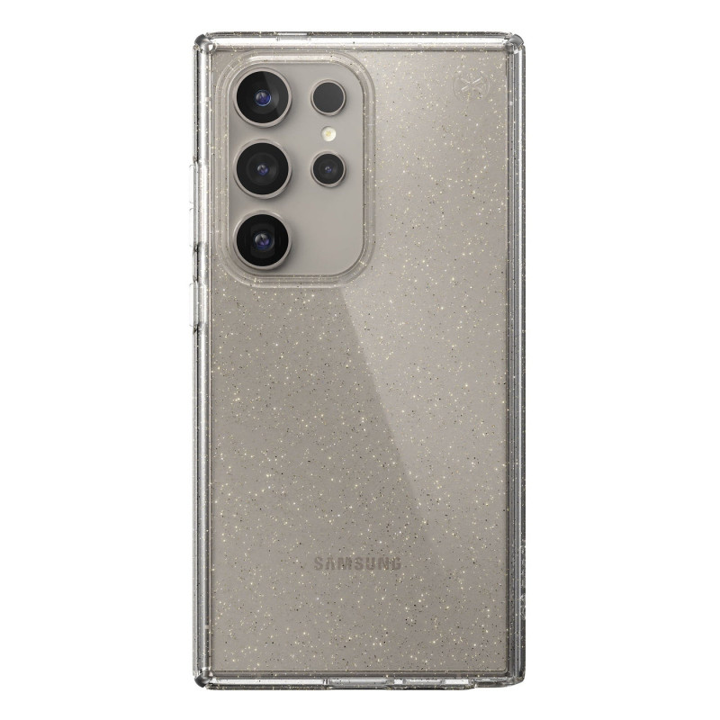 Speck Presidio Lux Glitter puzdro pre Samsung Galaxy S24 Ultra (Clear / Gold Glitter)