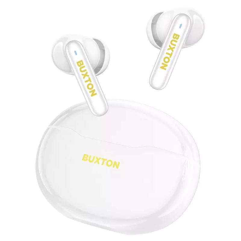 Buxton BTW 7200 Tuya bezdrôtové slúchadlá do uší s nabíjacím puzdrom, biele
