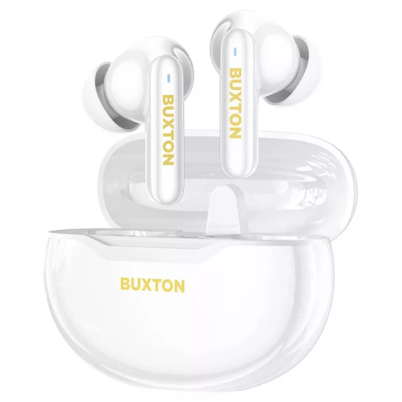 Buxton BTW 7200 Tuya bezdrôtové slúchadlá do uší s nabíjacím puzdrom, biele