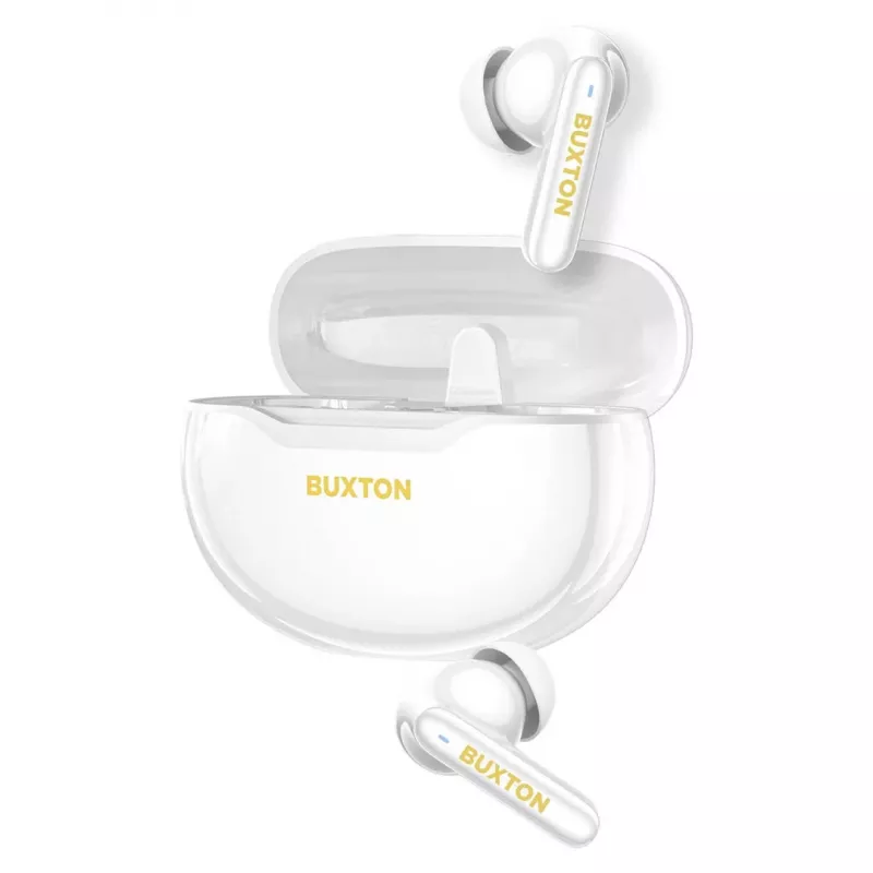 Buxton BTW 7200 Tuya bezdrôtové slúchadlá do uší s nabíjacím puzdrom, biele