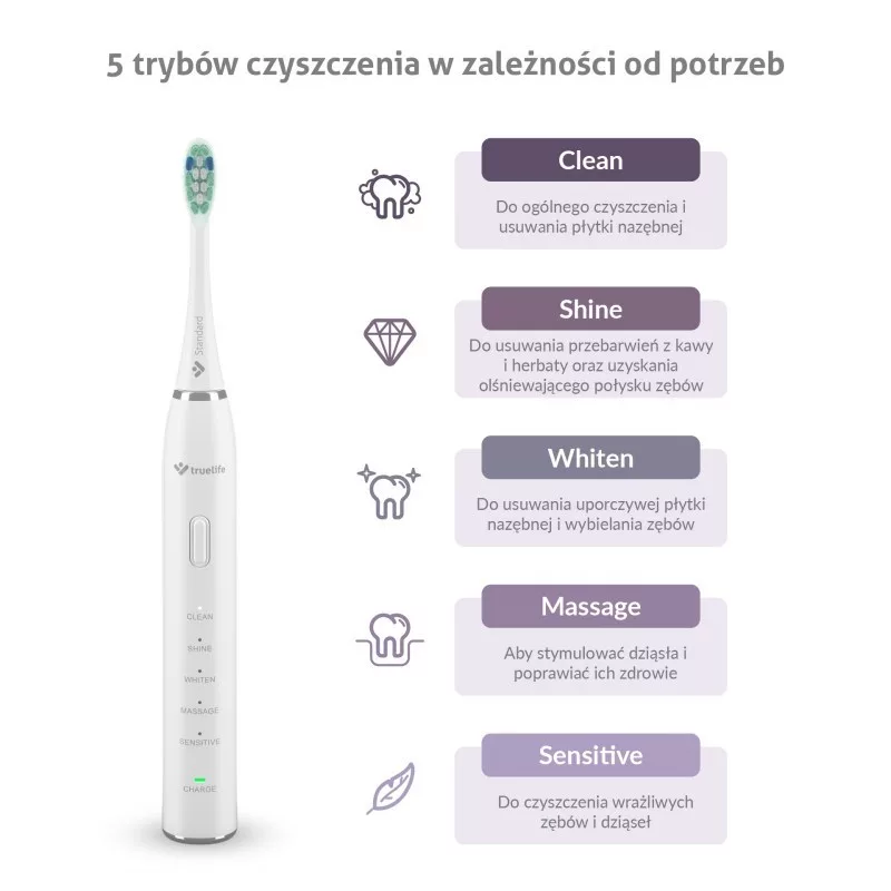 TrueLife SonicBrush Clean30 biela dospelí sonická zubná kefka