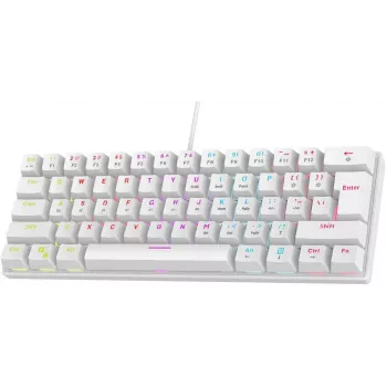 Rampage PLOWERK60 Blue Switch biela mechanická herná klávesnica 60% RGB USB-C