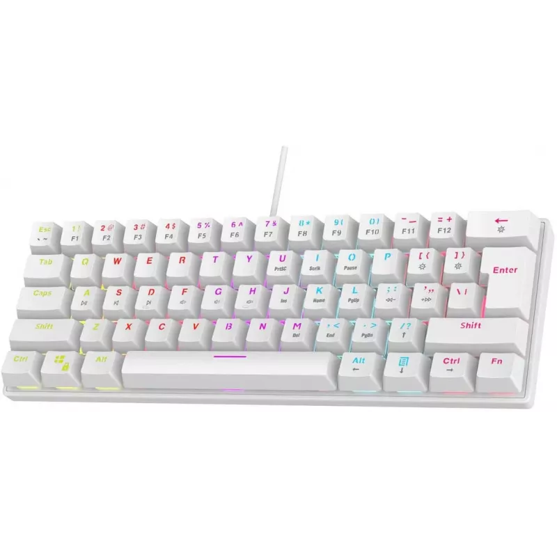 Rampage PLOWERK60 Blue Switch biela mechanická herná klávesnica 60% RGB USB-C