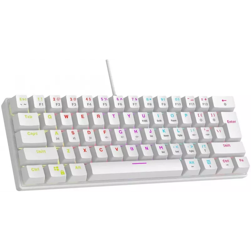 Rampage PLOWERK60 Blue Switch biela mechanická herná klávesnica 60% RGB USB-C