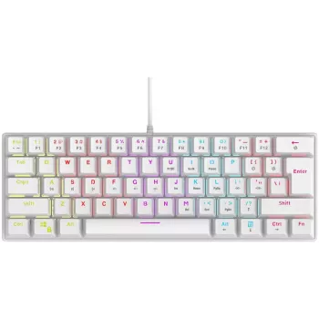 Rampage PLOWERK60 Blue Switch biela mechanická herná klávesnica 60% RGB USB-C