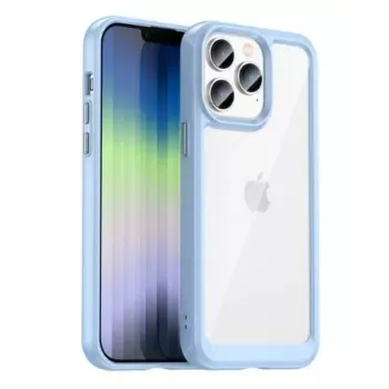 iLike Apple iPhone 14 Pro Max tvrdé puzdro s gélovým rámom priesvitná modrá