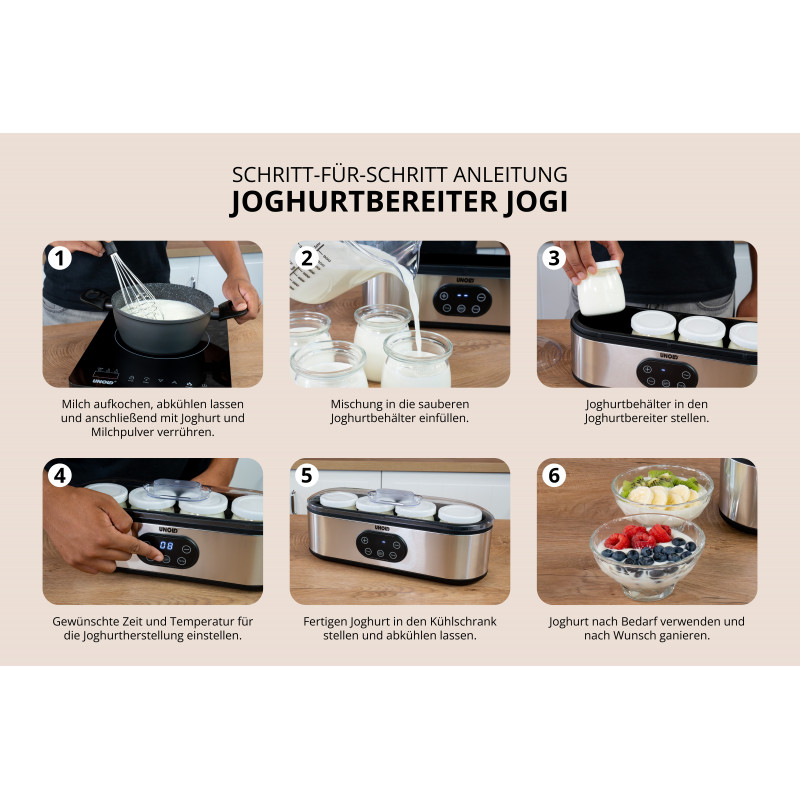 UNOLD 38726 Jogi Jogurtovač, 4 x 180 ml sklenené poháre