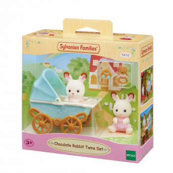 EPOCH Sylvanian Families dvojčatá čokoládových králikov s kočíkom