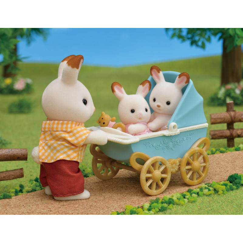 EPOCH Sylvanian Families dvojčatá čokoládových králikov s kočíkom