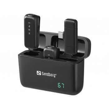 SANDBERG Streamer USB-C Wireless Mic x2 - duálna mikrofónová sada - 20 Hz - 20 kHz