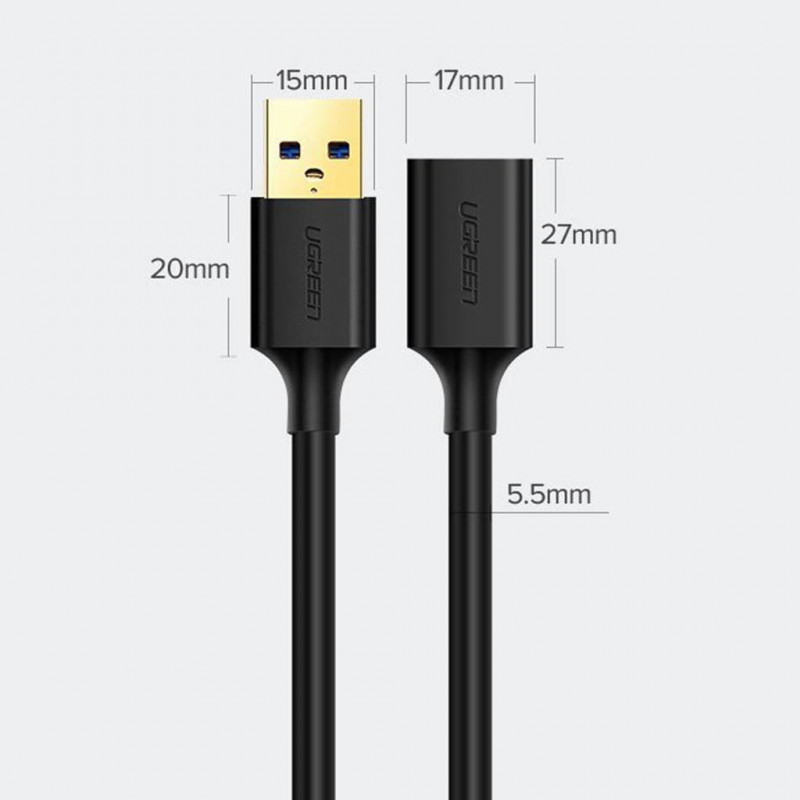 UGREEN US129 USB 3.0 predlžovací kábel 0,5 m čierny