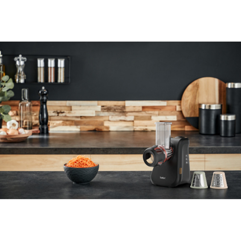 TEFAL MB77EN elektrické strúhadlo a špiralizér, 260 W, 5 kužeľov, čierna/strieborná
