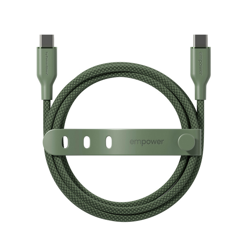 PanzerGlass Racing 60W USB-C na USB-C kábel 1,2 m zelený