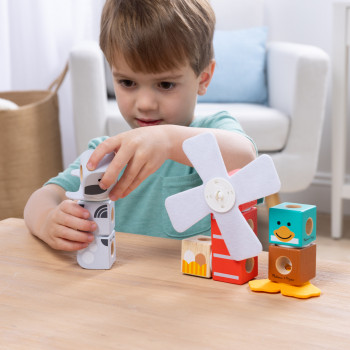 Melissa & Doug Blockables Farm Friends drevená stohovacia kocková sada