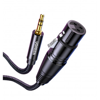 UGREEN AV182 XLR konektor samec na 3,5 mm TRS konektor samec audio kábel 1 m čierny