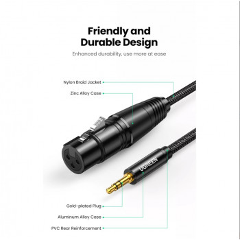 UGREEN AV182 XLR konektor samec na 3,5 mm TRS konektor samec audio kábel 1 m čierny
