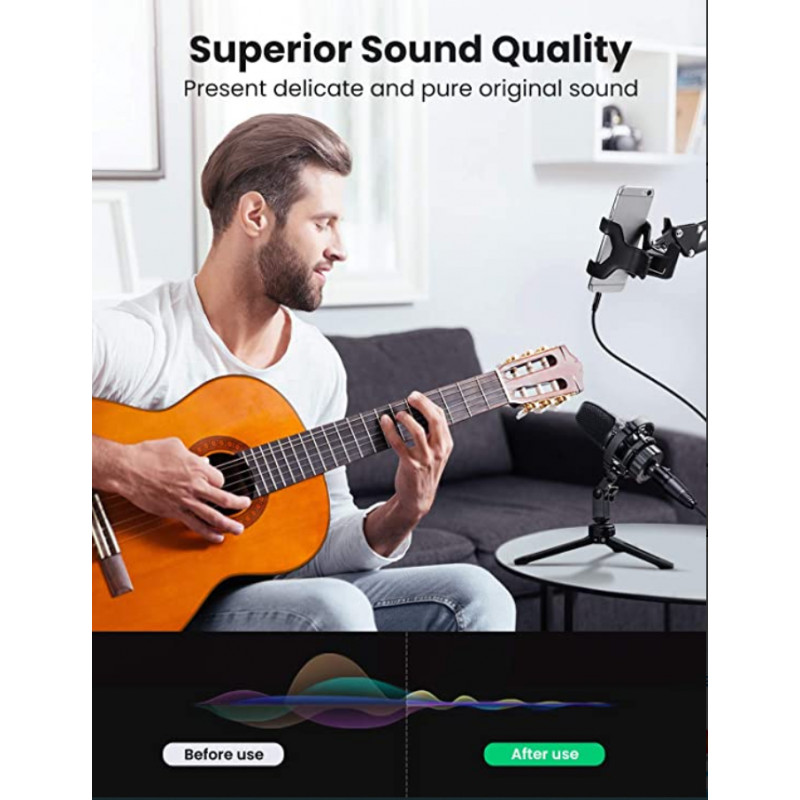 UGREEN AV182 XLR konektor samec na 3,5 mm TRS konektor samec audio kábel 1 m čierny