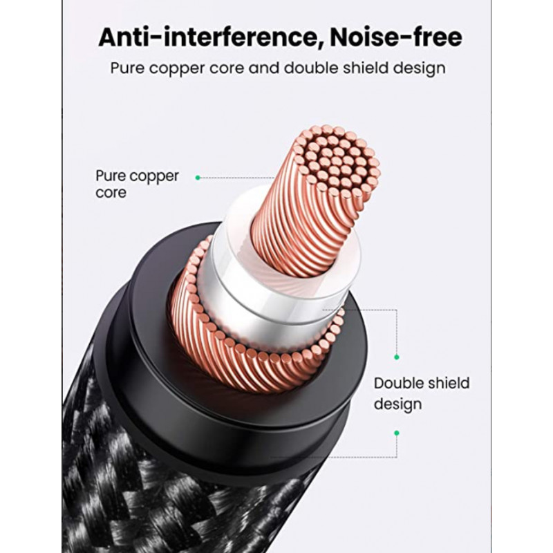 UGREEN AV182 XLR konektor samec na 3,5 mm TRS konektor samec audio kábel 1 m čierny
