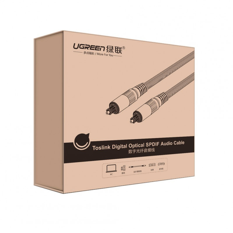 UGREEN Toslink audio kábel, pletený nylon, 3m strieborný