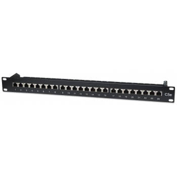 Intellinet 513487 24-portový Cat5e STP 1U rackový patch panel, čierny