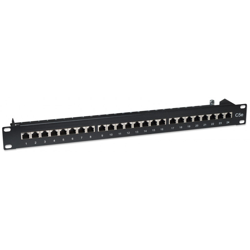 Intellinet 513487 24-portový Cat5e STP 1U rackový patch panel, čierny