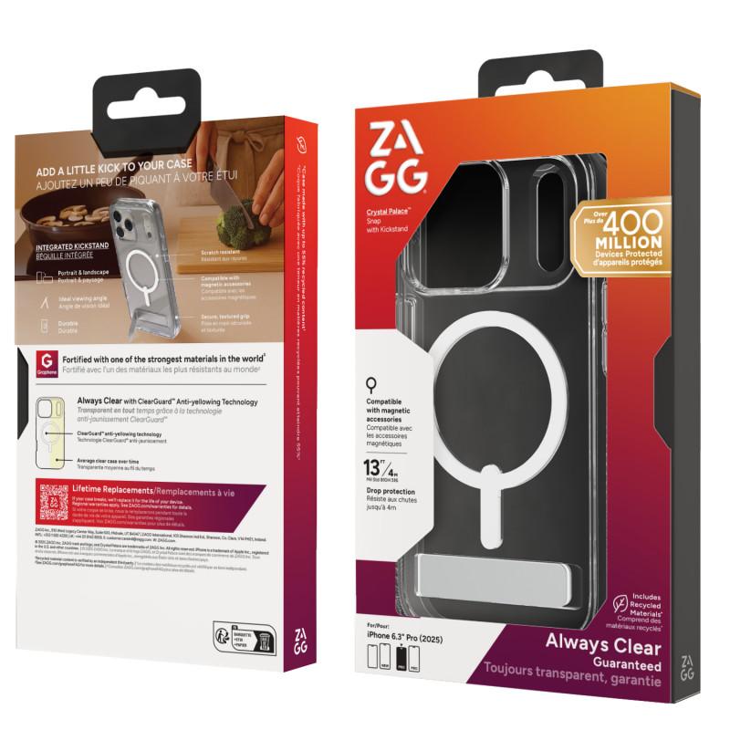 ZAGG Crystal Palace Snap puzdro pre iPhone 17 Pro – transparentné