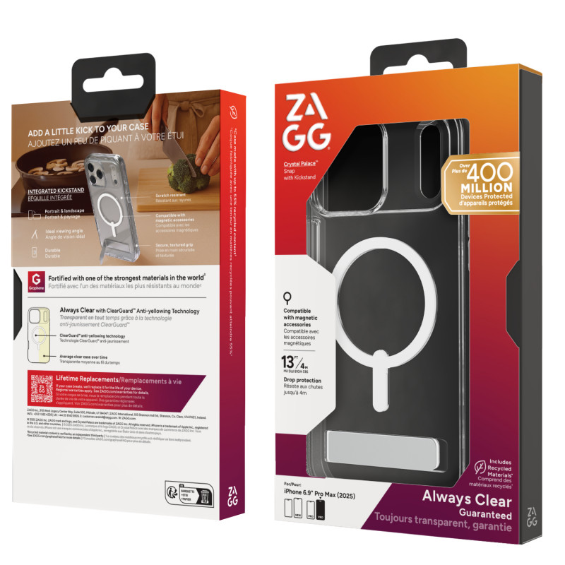 ZAGG Crystal Palace Snap puzdro pre iPhone 17 Pro Max – transparentné