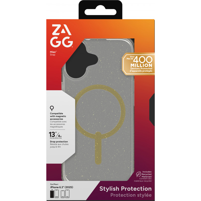 ZAGG Milan Snap puzdro pre iPhone 17 – Glitter Gold