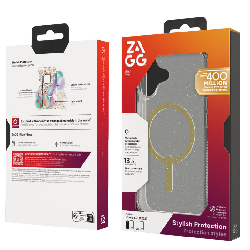 ZAGG Milan Snap puzdro pre iPhone 17 – Glitter Gold