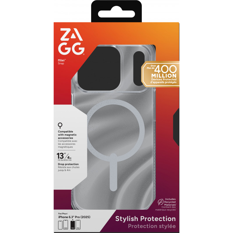 ZAGG Milan Snap puzdro pre Apple iPhone 17 Pro - Glitzer-Wirbel
