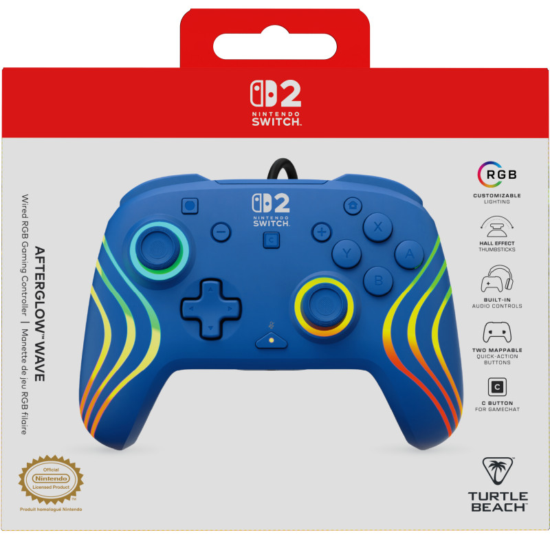 Turtle Beach Afterglow Wave drôtový ovládač pre Nintendo Switch 2, modrý (TBC-8006-25)