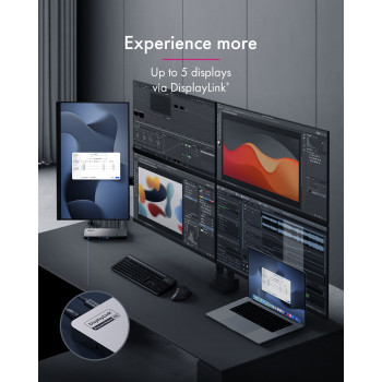 ICY BOX IB-DK7402-C31 Diamond Dock 12-in-1 USB-C dokovacia stanica, 5x video výstup, 140 W PD, DisplayLink, antracit/čierna