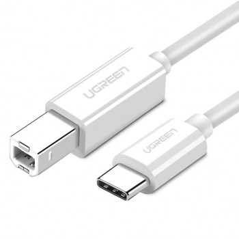 UGREEN US241 USB 2.0 USB-C na USB-B tlačiarenský kábel 1,5m biely