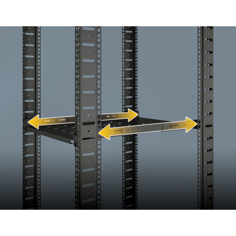 Intellinet rack - polica - s variabilnými lištami, pevná montáž - čierna, RAL 9004 - 1U - 48,3 cm (19)