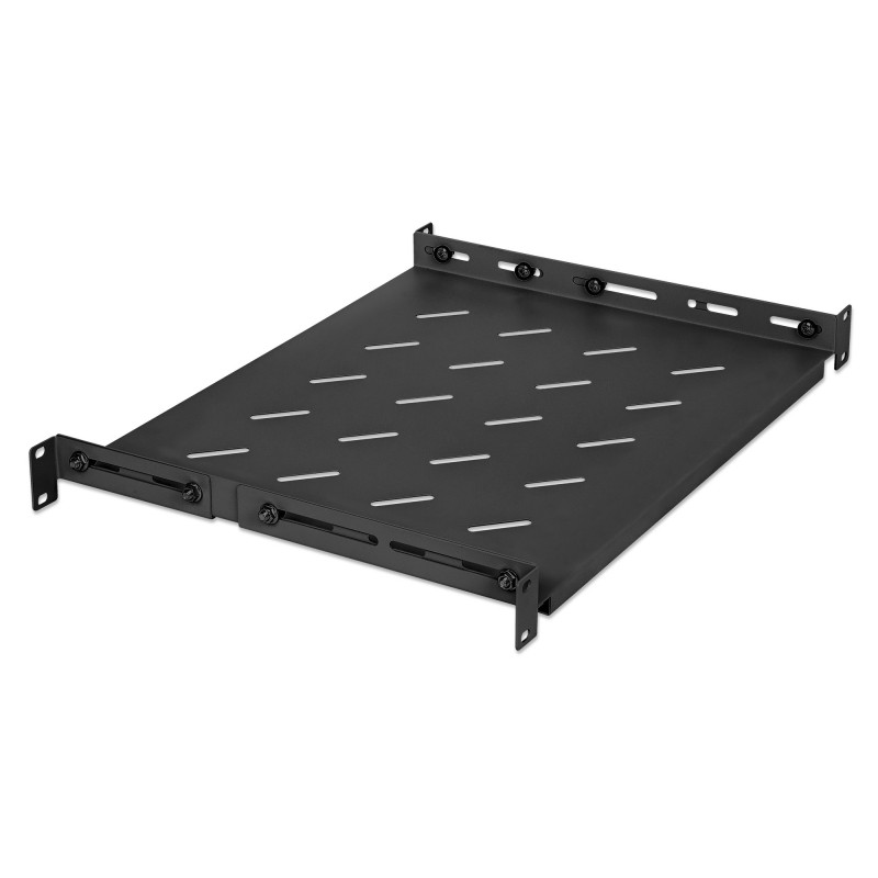 Intellinet rack - polica - s variabilnými lištami, pevná montáž - čierna, RAL 9004 - 1U - 48,3 cm (19)