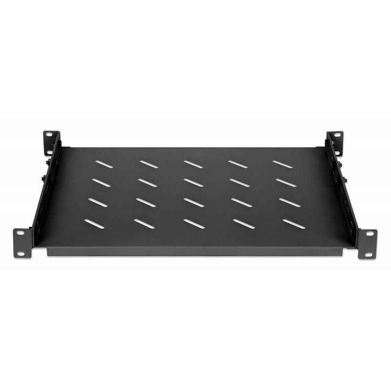 Intellinet rack - polica - s variabilnými lištami, pevná montáž - čierna, RAL 9004 - 1U - 48,3 cm (19)