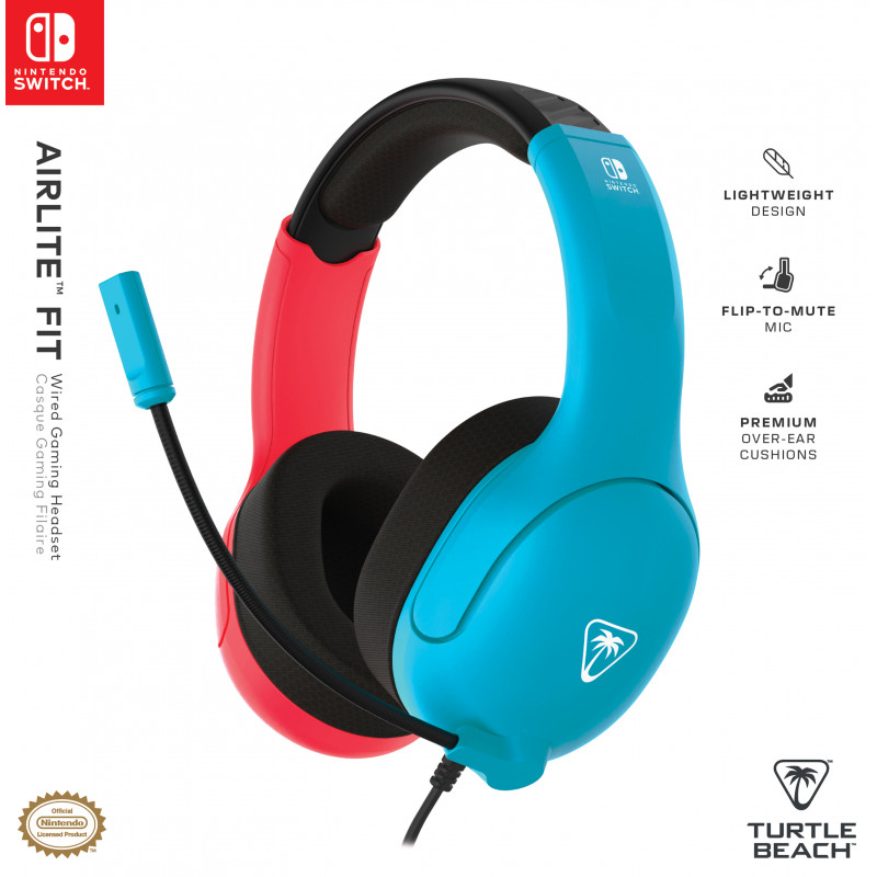 Turtle Beach Airlite Fit káblový herný headset - neónovo modrý a červený TBS-8002-25
