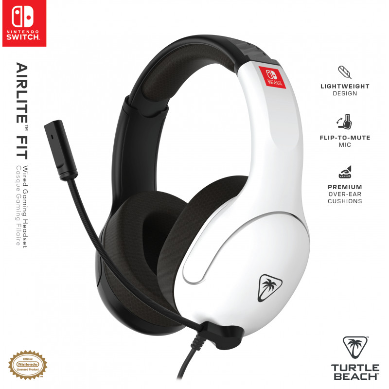 Turtle Beach Airlite Fit headset NS čierny a biely - káblový cez uši herný headset s mikrofónom Flip-to-Mute