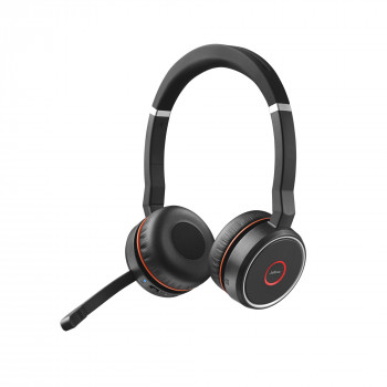 Jabra Evolve 75 MS stereo bezdrôtový headset s aktívnym potlačením hluku, certifikovaný pre Microsoft Teams, duálna Bluetooth konektivita, Busylight, On-Ear, čierna