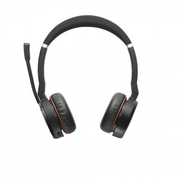 Jabra Evolve 75 MS stereo bezdrôtový headset s aktívnym potlačením hluku, certifikovaný pre Microsoft Teams, duálna Bluetooth konektivita, Busylight, On-Ear, čierna