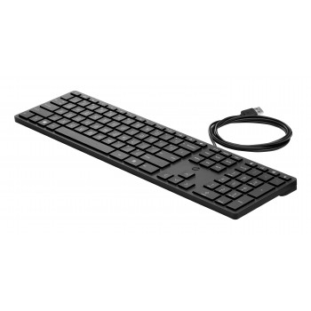 HP Desktop 320K káblová USB klávesnica – belgické rozloženie AZERTY, čierna, full-size s numerickým blokom, odolná proti postriekaniu, pre tenkých klientov a stolové počítače (9SR37AA#AC0)