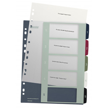 Leitz register 1235 Style DIN A4 1-5 polypropylén viacfarebný 5 extra širokých oddeľovacích listov, tlačiteľný na PC 1235-00-00