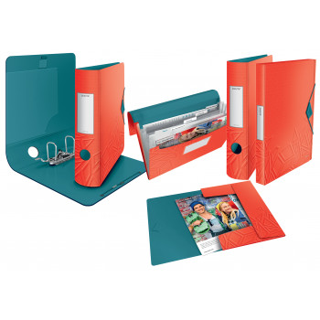 LEITZ Active Urban Chic zakladač, 180°, 65 mm, svetločervená, A4, Polyfoam, duo vzhľad, okrúhly chrbát 1117-00-20