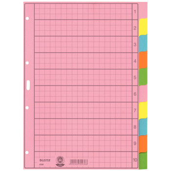 LEITZ A4 10-dielne prázdne registračné listy, viacfarebné, 130 g/m², spevnené dierovanie 4340-00-00