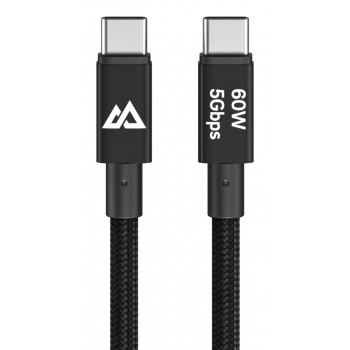 Black Rock USB-C na USB-C kábel 60W 5Gbps 1,2m čierny 00201764