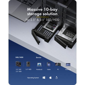 ICY BOX IB-3710-C31 10-bay USB 3.2 Gen 2 JBOD skriňa pre 2,5