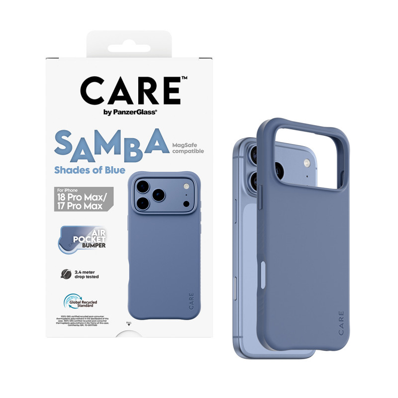 PanzerGlass CARE™ by Samba puzdro Shades of Blue s MagSafe pre iPhone 17 Pro Max / 18 Pro Max transparentné